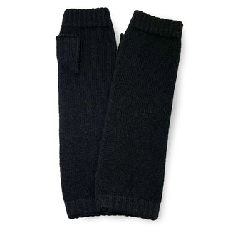 WOOL100% アームウォーマー ロングタイプ ブラック 手袋 ホールガーメント製法