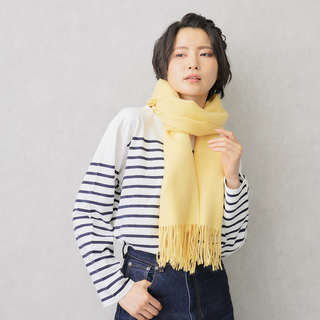 CashmereBlend プレーンストール Lemon Yellow 無地 レモンイエロー 60cm×190cm
