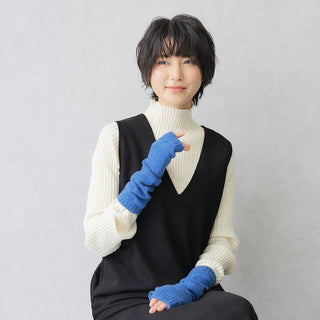 WOOL100% アームウォーマー ロングタイプ デニム 手袋 ホールガーメント製法