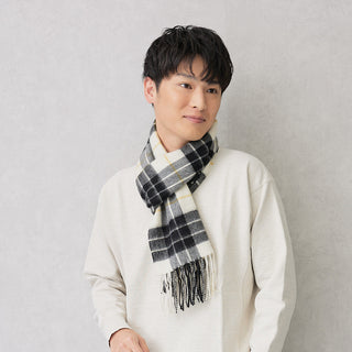 CashmereBlend チェックマフラー TartanCheck White タータンチェック ホワイト 30cm×190cm