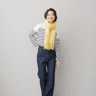 CashmereBlend プレーンストール Lemon Yellow 無地 レモンイエロー 60cm×190cm