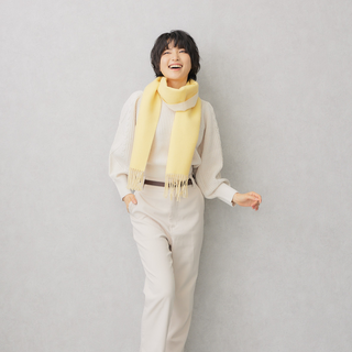 CashmereBlend 리버시블 머플러 Yellow Women's 무지 레몬 옐로우/오프 30 cm×190 cm
