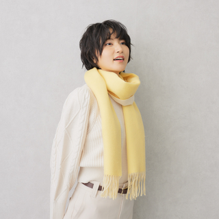 CashmereBlend 리버시블 머플러 Yellow Women's 무지 레몬 옐로우/오프 30 cm×190 cm