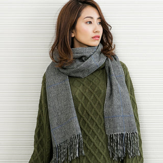 Cashmere100%  High Quality チェック大判ストール Glen Check グレンチェック 70cm×205cm