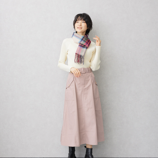 CashmereBlend チェックマフラー BeigeStewart ベージュスチュワート 30cm×190cm