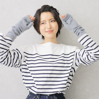 WOOL100% アームウォーマー ロングタイプ グレー 手袋 ホールガーメント製法