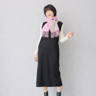 CashmereBlend 리버시블 머플러 Pink Women's 무지 핑크/베이지 30 cm×190 cm