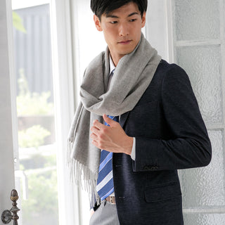 CashmereBlend プレーンストール Gray 無地 グレー 60cm×190cm