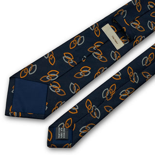 Premium Collection 京都丹後産 HAND MADEネクタイ チェーンリンク Dネイビー