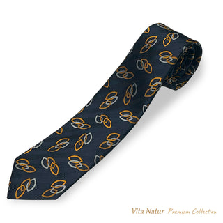 Premium Collection 京都丹後産 HAND MADEネクタイ チェーンリンク Dネイビー