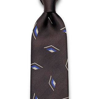 Premium Collection 京都丹後産 HAND MADEネクタイ ダイヤモチーフ ブラウン