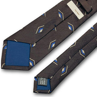 Premium Collection 京都丹後産 HAND MADEネクタイ ダイヤモチーフ ブラウン