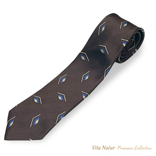 Premium Collection 京都丹後産 HAND MADEネクタイ ダイヤモチーフ ブラウン