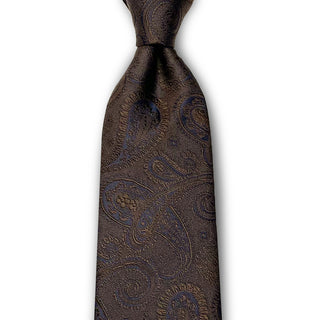 Premium Collection 京都丹後産 HAND MADEネクタイ シャドウ ペイズリー ブラウン