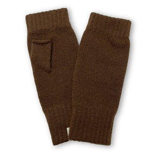 WOOL100% アームウォーマー ショートタイプ ブラウン 手袋 ホールガーメント製法
