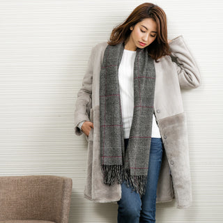CashmereBlend チェックマフラー GlenCheck グレンチェック 30cm×190cm