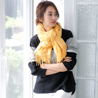 Cashmere100%  High Quality プレーン大判ストール Honey Orange 無地 ハニーオレンジ 70cm×205cm