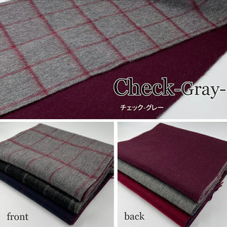 CashmereBlend リバーシブルマフラー チェック Gray Men’s グレー/ワイン  30cm×180cm