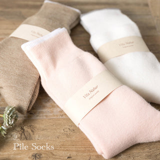 【あったか光電子ソックス】 光電子®ファイバーパイルソックス パウダーピンク-日本製-