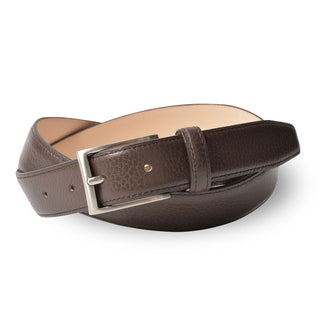 メンズベルト FAEDA 牛革 レザー ダークブラウン エンボス