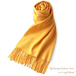Cashmere100%  High Quality プレーン大判ストール Honey Orange 無地 ハニーオレンジ 70cm×205cm
