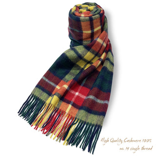 Cashmere100%  High Quality チェック大判ストール Buchanan ブキャナン(オリジナルBOX入り)70cm×205cm