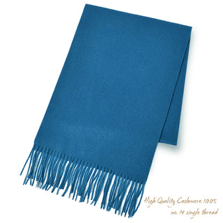 Cashmere100%  High Quality プレーンマフラー Blue 無地 ブルー 35cm×205cm