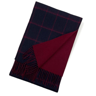 CashmereBlend リバーシブルマフラー チェック Navy Men’s ネイビー/レッド  30cm×180cm