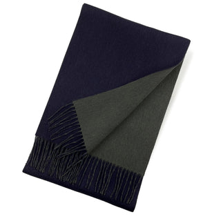 CashmereBlend リバーシブルマフラー 無地 Navy Men’s ネイビー/グリーン 30cm×180cm