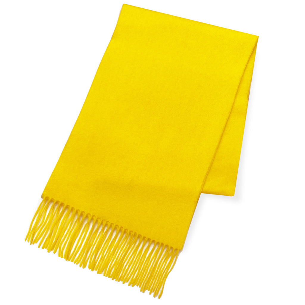 Cashmere100％ マフラー Yellow 無地 イエロー（オリジナルBOX入り 