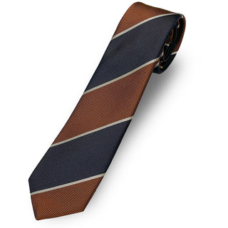 京都丹後産ネクタイ オレンジストライプ2 シルク100%