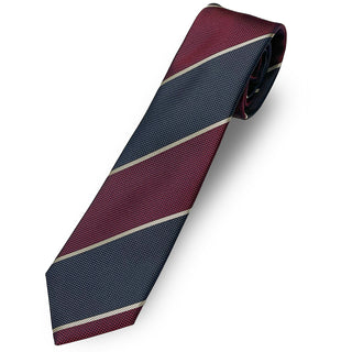 京都丹後産ネクタイ ワインストライプ2 シルク100%