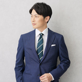 京都丹後産ネクタイ グリーンストライプ1 シルク100%