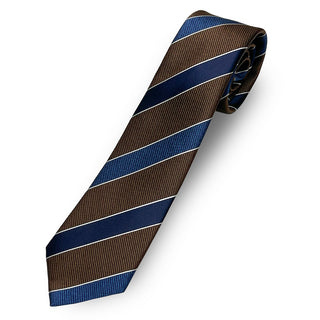 京都丹後産ネクタイ ブラウンストライプ1 メランジシルク糸使用