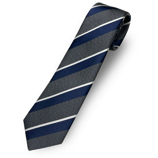 京都丹後産ネクタイ グレーストライプ2 メランジシルク糸使用