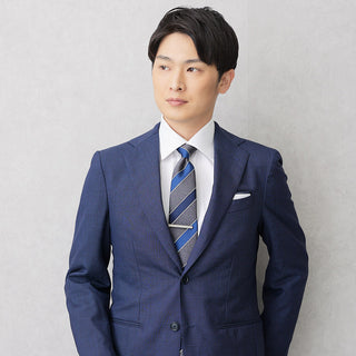 京都丹後産ネクタイ グレーストライプ1 メランジシルク糸使用