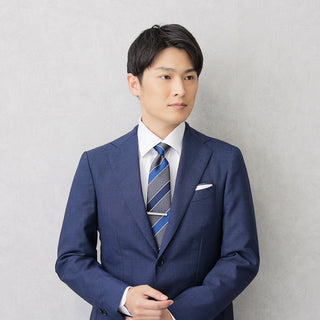 京都丹後産ネクタイ グレーストライプ1 メランジシルク糸使用