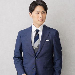 京都丹後産ネクタイ グレーストライプ3 メランジシルク糸使用