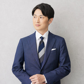 京都丹後産ネクタイ グレーストライプ3 メランジシルク糸使用