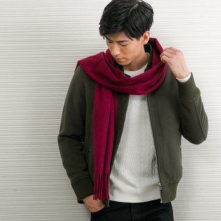 CashmereBlend プレーンストール Wine 無地 ワイン 60cm×190cm