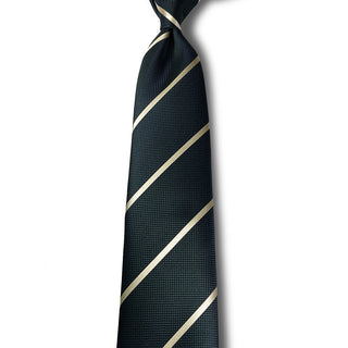 京都丹後産ネクタイ グリーンストライプ1 シルク100%