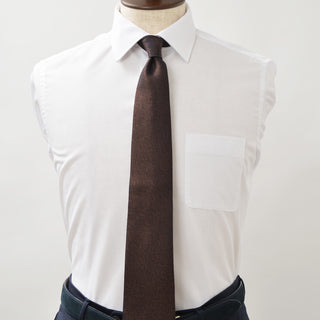 京都丹後産ネクタイ ブラウンソリッド メランジシルク糸使用