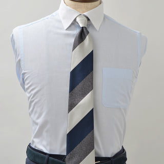 京都丹後産ネクタイ グレーストライプ3 メランジシルク糸使用