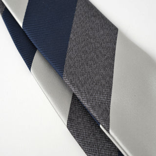 京都丹後産ネクタイ グレーストライプ3 メランジシルク糸使用