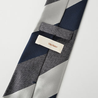 京都丹後産ネクタイ グレーストライプ3 メランジシルク糸使用