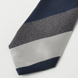 京都丹後産ネクタイ グレーストライプ3 メランジシルク糸使用