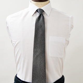 京都丹後産ネクタイ グレーソリッド メランジシルク糸使用