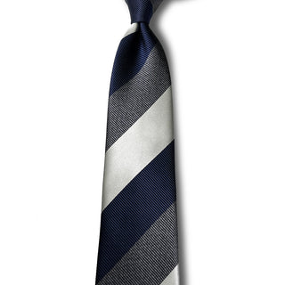 京都丹後産ネクタイ グレーストライプ3 メランジシルク糸使用