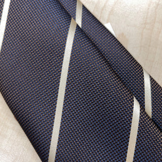 京都丹後産ネクタイ ブラウンストライプ1 シルク100%