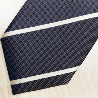 京都丹後産ネクタイ ブラウンストライプ1 シルク100%